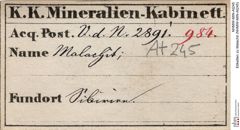 Etiketten zu Malachit (NHMW-MIN-At245)